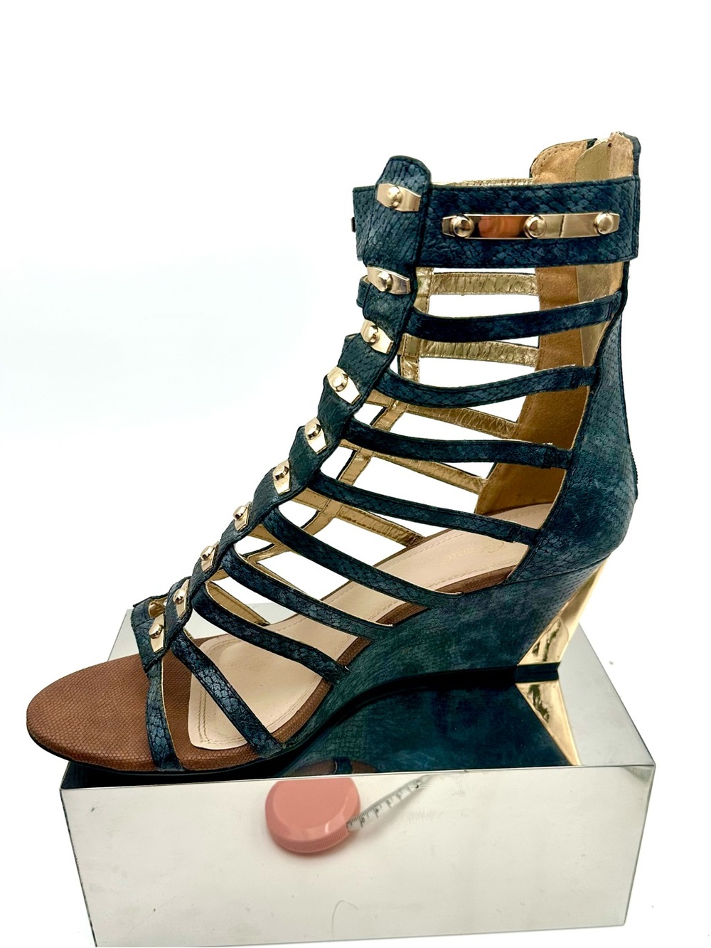 Wow price ! Gladiator Wedge Sandals gold and teal (dark teal)